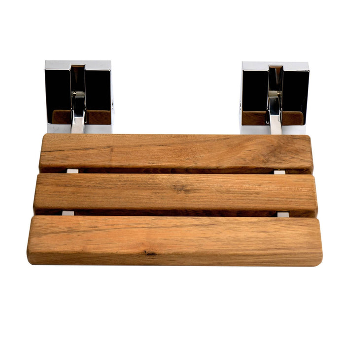 ALFI Brand ABS16S-PC Polished Chrome 16" Folding Teak Wood Shower Seat Bench
