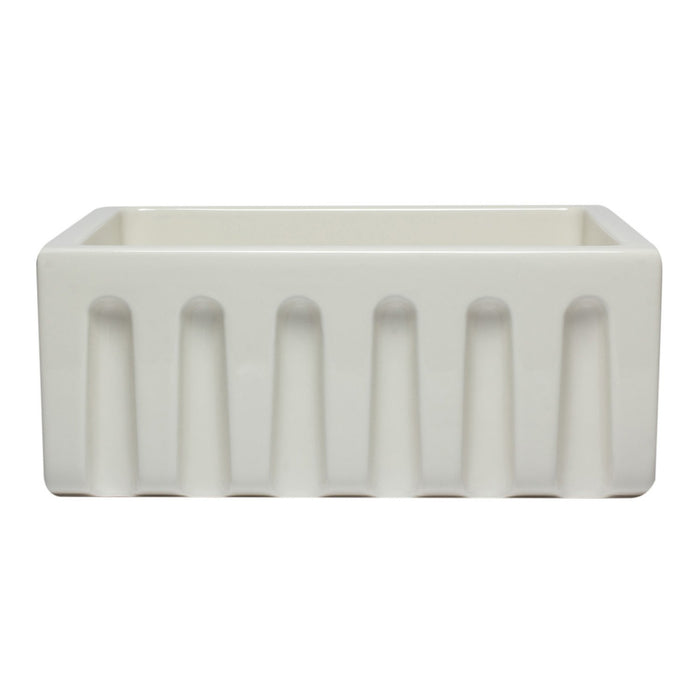 ALFI AB2418HS-B 24 inch Biscuit Smooth / Fluted Single Bowl Fireclay Farm Sink