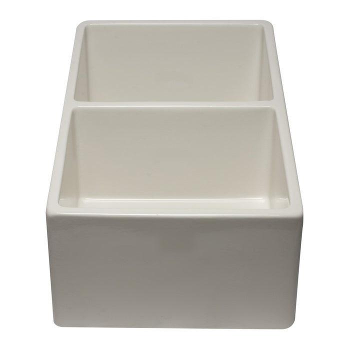 ALFI AB3318DB-B 33 inch Biscuit Reversible Double Bowl Fireclay Farmhouse Sink