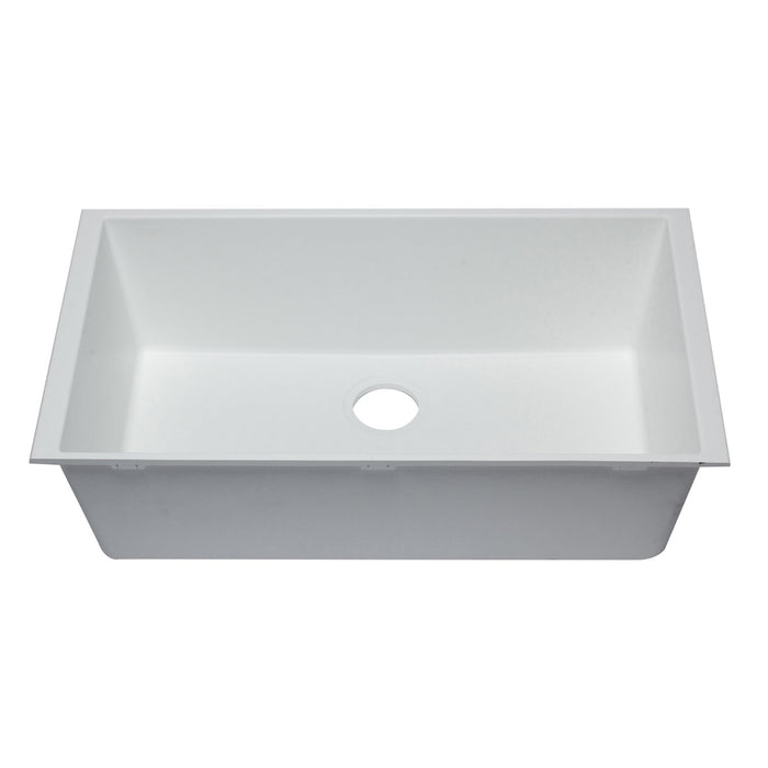 ALFI AB3322UM-W White 33" Single Bowl Undermount Granite Composite Kitchen Sink