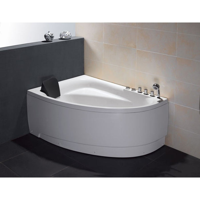 EAGO AM161-R 5' Single Person Corner White Whirlpool Bath Tub - Drain on Right