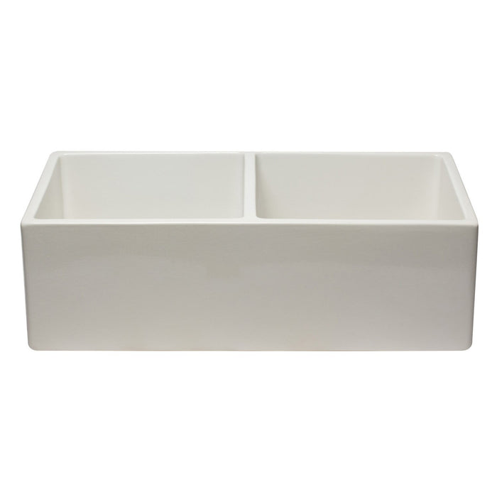 ALFI AB3318DB-W 33 inch White Reversible Double Bowl Fireclay Farmhouse Kitchen Sink