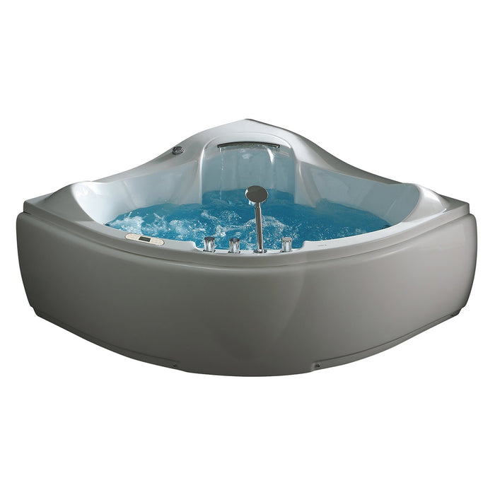 EAGO AM208ETL 5 ft Corner Acrylic White Waterfall Whirlpool Bathtub for Two