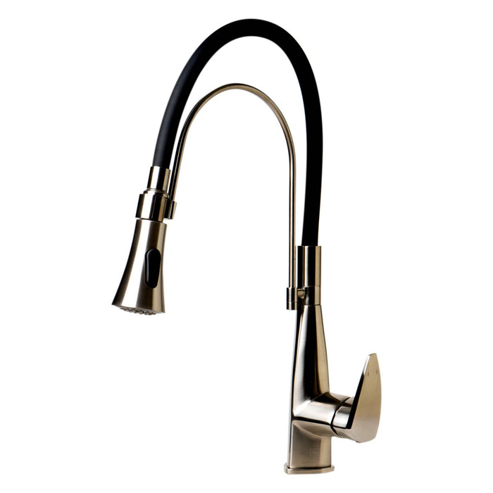 ALFI Brand ABKF3001-BN Brushed Nickel Kitchen Faucet with Black Rubber Stem