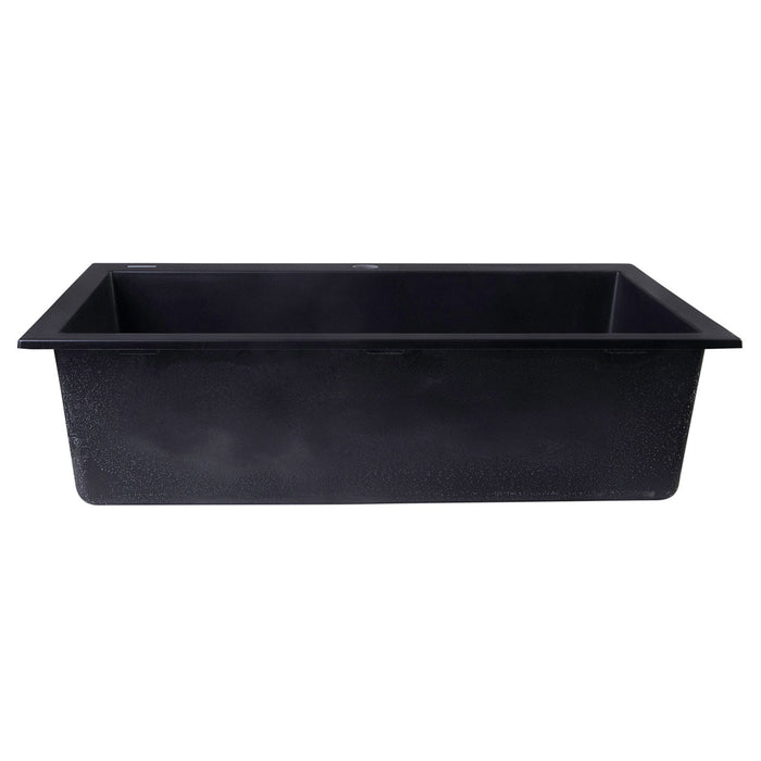 ALFI AB3020DI-BLA Black 30" Drop-In Single Bowl Granite Composite Kitchen Sink