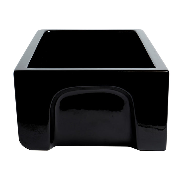 ALFI AB3018HS-BG 30" Black Gloss Reversible Smooth / Fluted Fireclay Farm Sink
