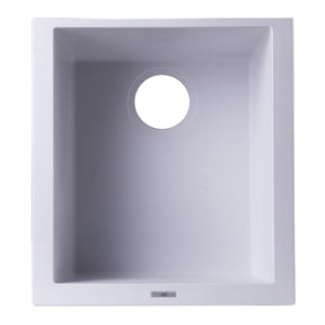 ALFI AB1720UM-W White 17" Undermount Rectangular Granite Composite Prep Sink