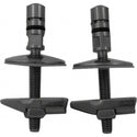 Two adjustable Duravit toilet seat hinge posts with black mounting washers