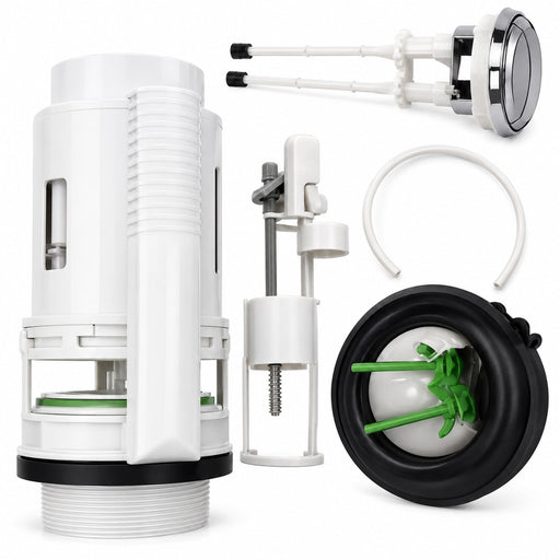 Duravit dual-flush valve kit with push button, seal and mounting components