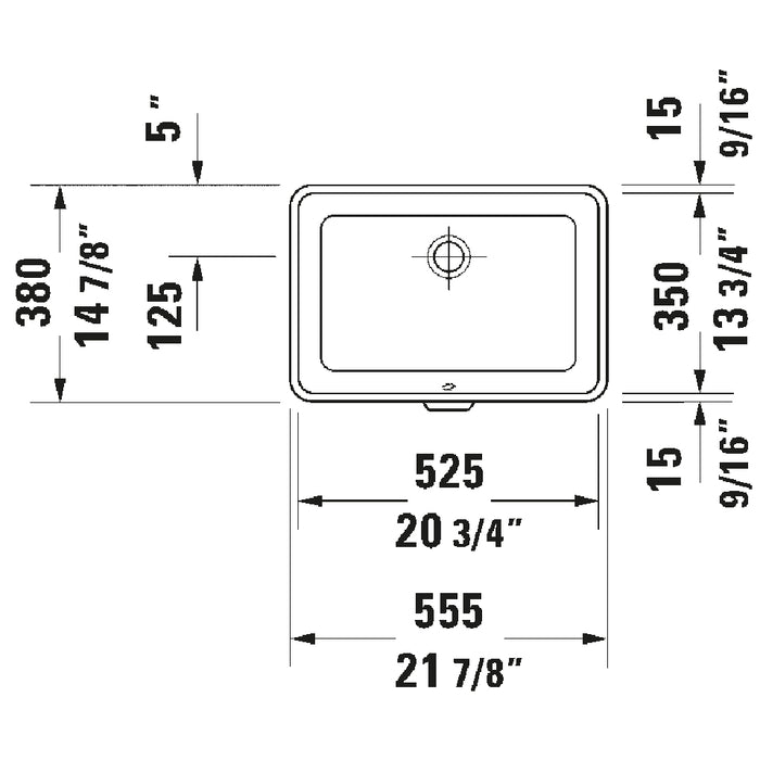 Duravit 0316530017 21 7/8" Design Classics Rectangular Undermount Bathroom Sink with Overflow