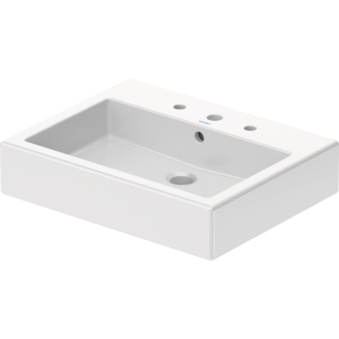 Duravit 0454600088 Vero 23 5/8" Rectangular Vessel Bathroom Sink with 3 Faucet Holes