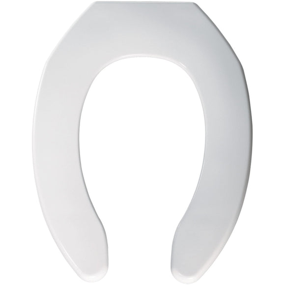 Bemis Elongated Commercial Plastic Open Front Toilet Seat with Self-Sustaining Check Hinge