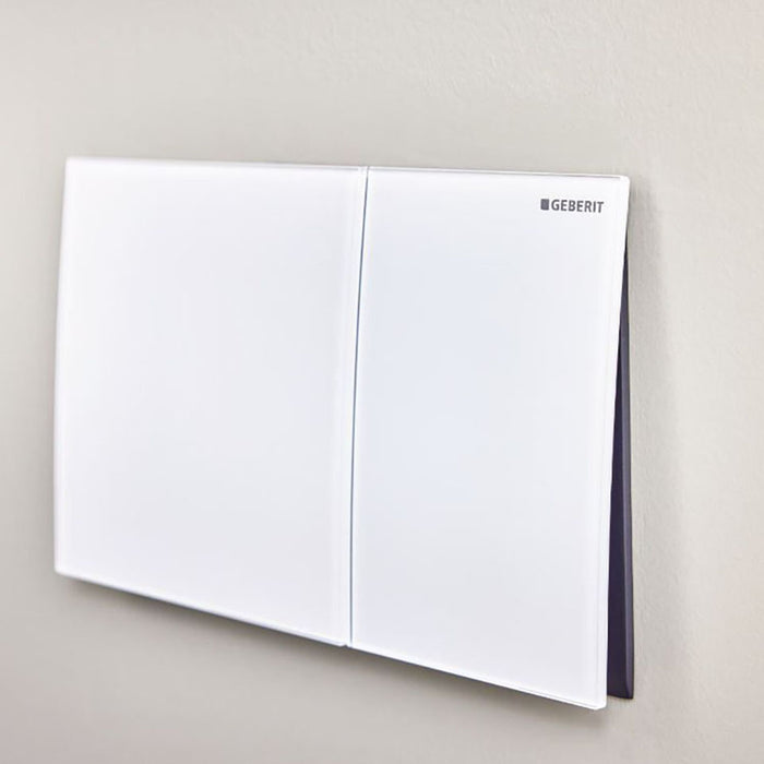 Geberit 115.622.SI.1 Sigma70 ACT PL Dual Push Plate in White Glass Finish