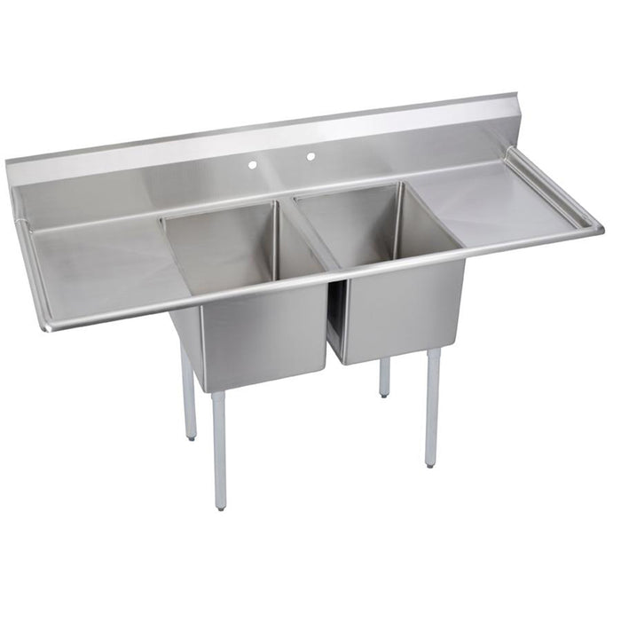 Elkay 14-2C16X20-2-18X Stainless Steel 2-Hole Double-Bowl Scullery Commercial Sink