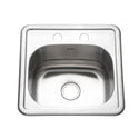 Houzer 1515-6BS-1 Hospitality 15" Stainless Steel Drop-in Topmount 2-Hole Bar and Prep Sink