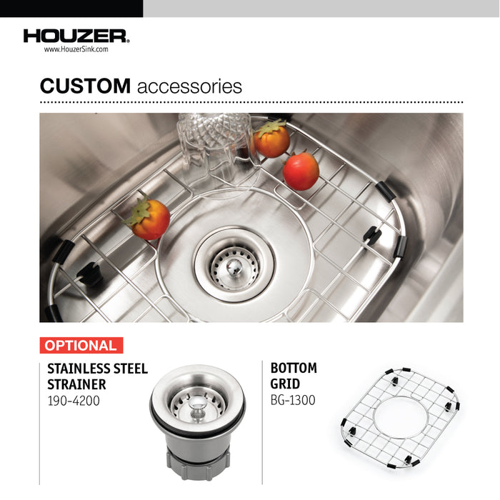 Houzer 1515-6BS-1 Hospitality 15" Stainless Steel Drop-in Topmount 2-Hole Bar and Prep Sink