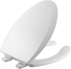 Bemis Elongated Enameled Wood Toilet Seat White Never Loosens Adjustable