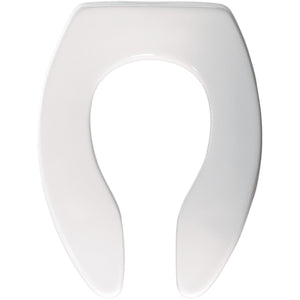 Bemis Elongated Commercial Plastic Open Front Toilet Seat with STA-Tite Check Hinge