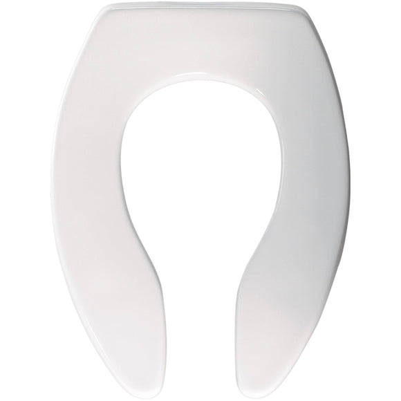 Bemis Elongated Commercial Plastic Open Front Toilet Seat with STA-Tite Check Hinge