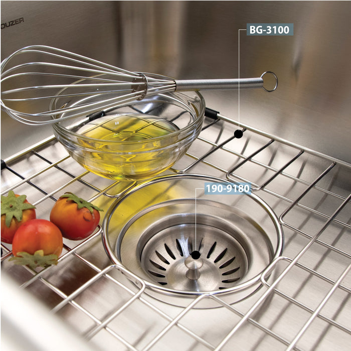 Houzer 1722-7BS-1 Hospitality 17" Stainless Steel Drop-in Topmount 3-Hole Large Bar and Prep Sink with Strainer