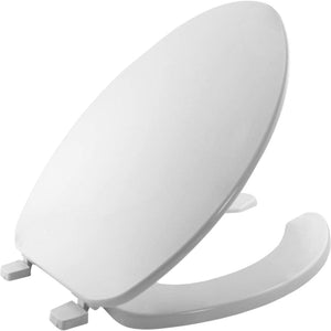 Bemis Elongated Commercial Plastic Open Front Toilet Seat with Top-Tite Hinge