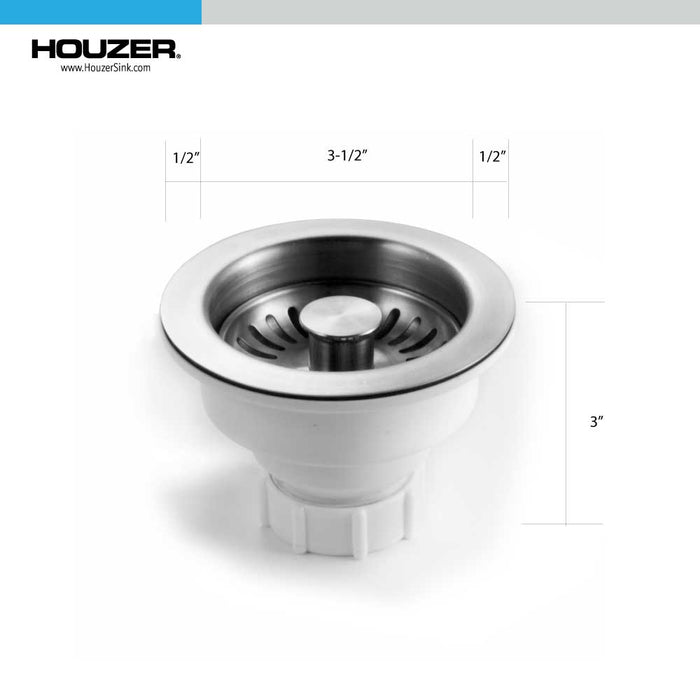 Houzer 190-9400 3-1/2" Stainless Steel Pop-Up Basket Strainer