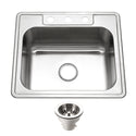 Houzer 2522-8BS3-C Glowtone 25" Stainless Steel Drop-in Topmount 3-Hole Single Bowl 8" Deep Kitchen Sink