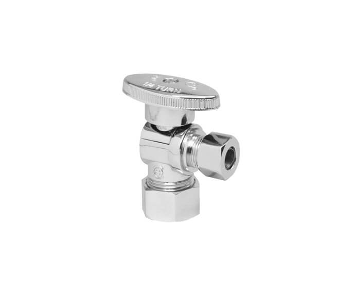 Brass oval handle with 1/4 turn ball valve - angle (1/2" compression) in matte black finish.