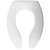 Bemis Elongated Commercial Plastic Open Front Toilet Seat with STA-TITE Check Hinge and DuraGuard