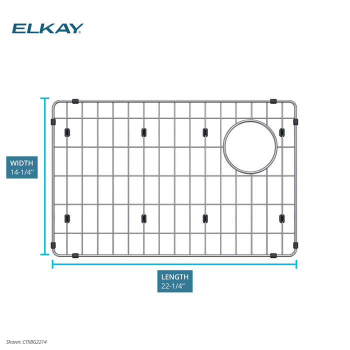 Elkay CTXBG2214 Stainless Steel 22-1/4" x 14-1/4" x 1-1/4" Bottom Grid in Polished Stainless Steel