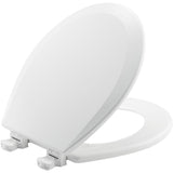 Bemis Round Closed-Front Enameled Wood Toilet Seat with Beveled Cover