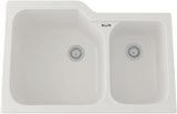 House of Rohl 6337-68 Allia 33" Fireclay 2 Bowl Undermount Kitchen Sink