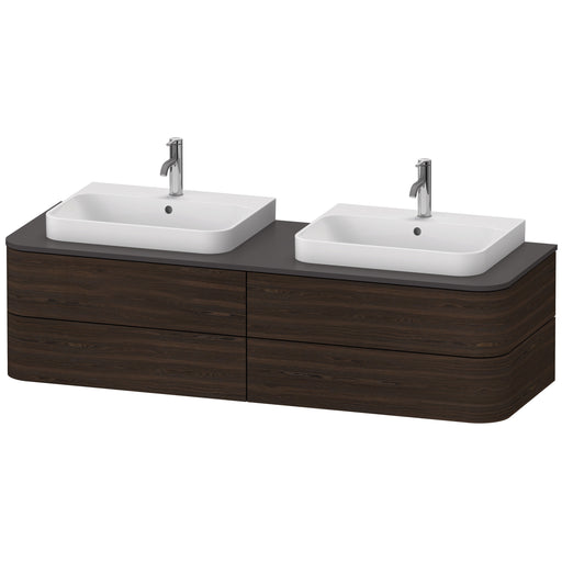 Duravit HP4974B6969 Happy D.2 Plus Four Drawer Wall-Mount Vanity Unit Walnut Brushed