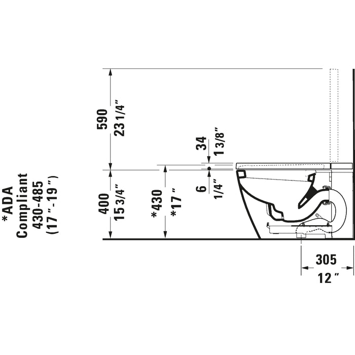 Duravit 620002011401300 SensoWash i Dual Flush Rimless Elongated Bidet Toilet