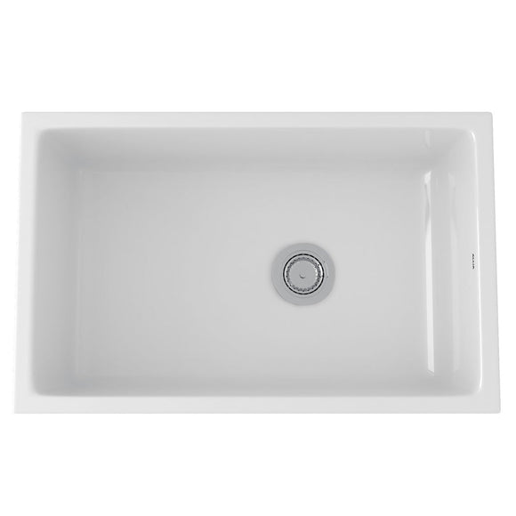 Rohl 6307-00 Allia 32" Fireclay Single Bowl Undermount Drop-in Kitchen Sink - White