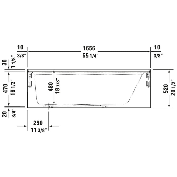 Duravit 700408000000090 66" x 32" Rectangular Alcove Bathtub Acrylic with Left Drain