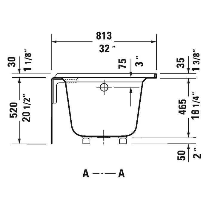 Duravit 700408000000090 66" x 32" Rectangular Alcove Bathtub Acrylic with Left Drain