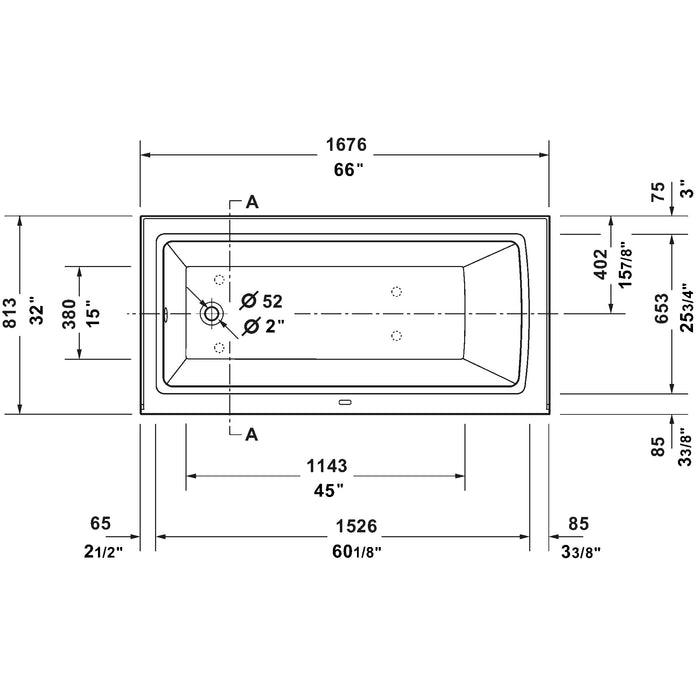 Duravit 700408000000090 66" x 32" Rectangular Alcove Bathtub Acrylic with Left Drain