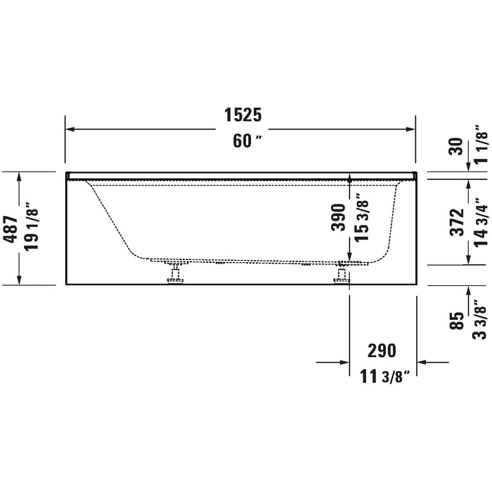 Duravit Architec 700442000000090 60" x 30" Alcove Bathtub, Right Drain, White