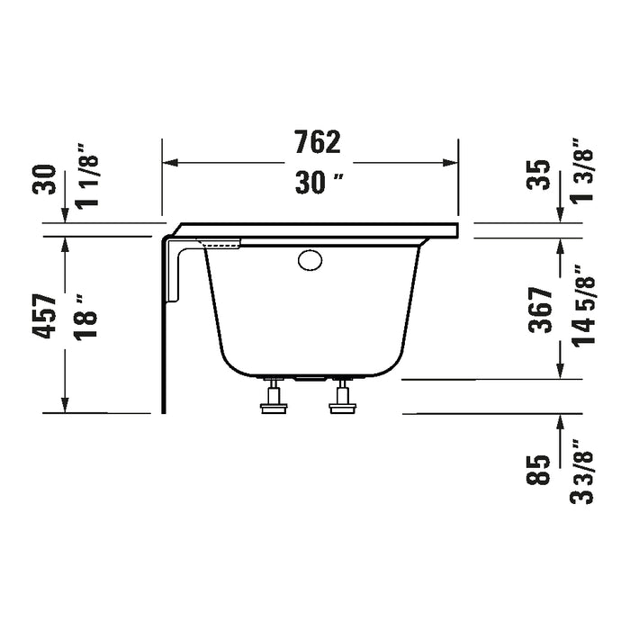 Duravit Architec 700442000000090 60" x 30" Alcove Bathtub, Right Drain, White