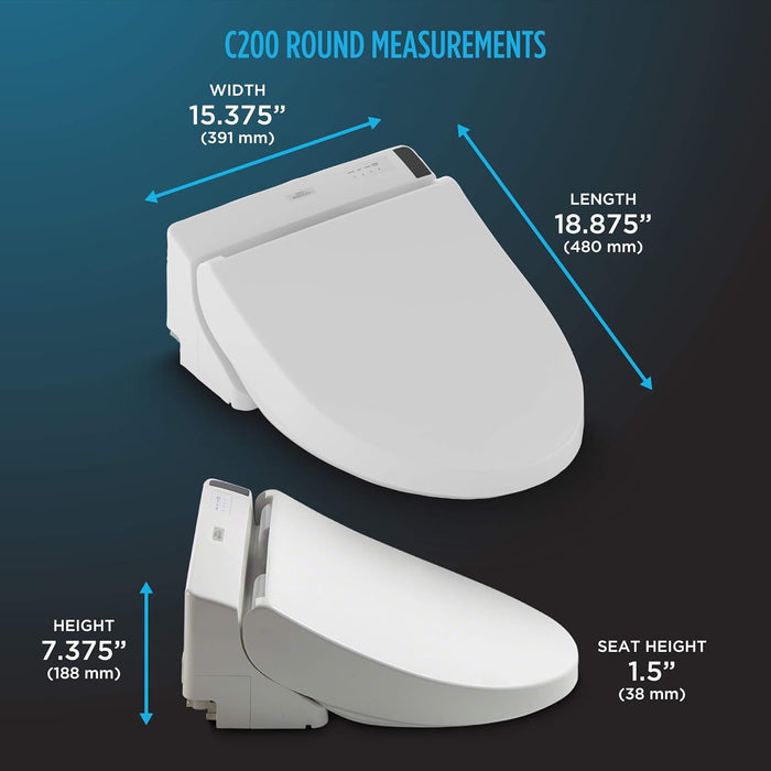 TOTO SW2043R#01 C200 Rounded Washlet - Bidet Heated Toilet Seat with Air Dryer, Cotton White