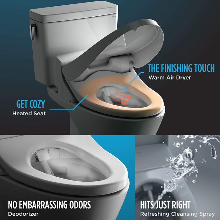 TOTO SW2043R#01 C200 Rounded Washlet - Bidet Heated Toilet Seat with Air Dryer, Cotton White