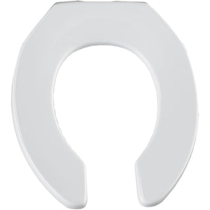 Bemis Round Commercial Plastic Open Front Toilet Seat Less Cover with STA-TITE Check Hinge