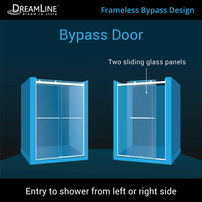 Dreamline SHDR-6360760-09 Essence 56-60"W x 76"H Frameless Bypass Shower Door in Satin Black