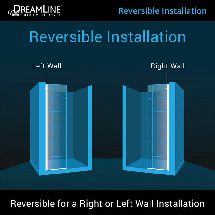 DreamLine SDFL34W720XTX89 Toulon 34"W x 72"H Frameless Shower Screen in Satin Black