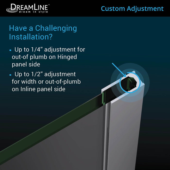 Dreamline D12306572-01 Unidoor-X 35 1/2-36"W x 72"H Frameless Hinged Shower Door in Chrome