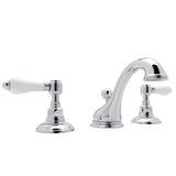 Rohl A1408LPAPC-2 Viaggio C-Spout Widespread Bathroom Faucet in Polished Chrome with White Porcelain Lever Handles