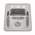 Houzer A1722-503-1 ADA Compliant 17" Stainless Steel Drop-in Topmount 3-Hole 5" Deep Large Bar and Prep Sink