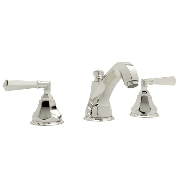 Rohl A1908LMPN-2 Palladian High Neck Widespread Bathroom Faucet with Metal Lever Handle in Polished Nickel