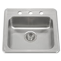 Houzer A1919-503-1 ADA Compliant 19" Stainless Steel Drop-in Topmount 3-Hole 5" Deep Single Bowl Kitchen Sink